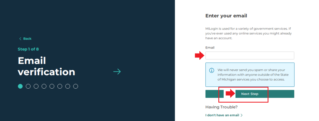 Creating an Account at The MI Bridges Portal